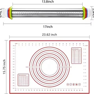 High Quality Stainless Steel Rolling Pins Adjustable <b>Thickness</b> <b>Rings</b> and Fiberglass Pastry Baking Mat &Rolling Pins Set - Product Image 6