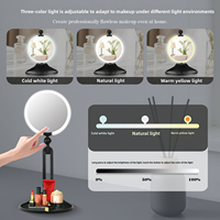 Miroir de maquillage LED pliable double face, grossissement 1X 10X, lumière 3 couleurs, rotatif à 360°, rechargeable par USB, miroir de vanité portable