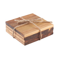 Ensemble de sous-verres ronds irréguliers personnalisés en bois d'acacia et en noyer noir avec fonction magnétique Tapis isolés et tampons gravés au laser