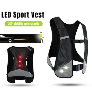最佳跑步安全装备发光二极管反光骑行背心男女跑步背心，腰部可调，适合夜间行走