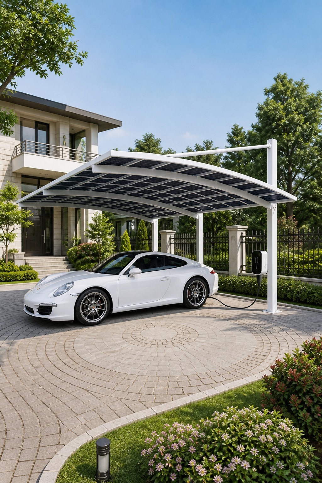 Solar Carport Aluminum Curved Cantilever Solar Panel Roof EV Charging Station Custom Size OEM · image 6