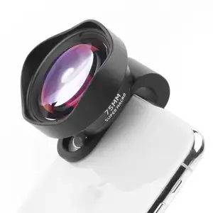 מצלמת עדשת מאקרו סופר 4K HD מקצועית 75 מ""מ 20x עדשת צילום זום מאקרו עדשת תכשיטים לטלפון נייד