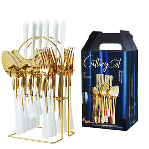 Custom Hoge Kwaliteit 24 Stuks Bestek Lepel Mes Vork <span class=keywords><strong>Set</strong></span> Rvs Bestek <span class=keywords><strong>Set</strong></span> Goud Bestek Sets Met Geschenkdoos - Product Image 3