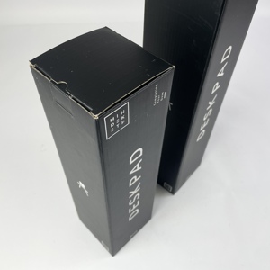 Custom Lock Bottom Embossed Corrugated Box Black Matte Finish White Interior Custom Shape for Desk Mat Mouse <strong>Pad</strong> Packaging - Product Image 3