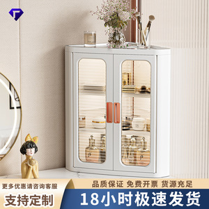 Multi Layer Storage Cabinet For Kitchen Floor Standing Plastic Triangular Dustproof Cabinet With Glass Doors - Product Image 5