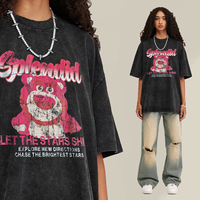 Kaos Wanita Musim Panas Oversize Katun Lengan Pendek Desain Logo Kustom Fitur Anti-Pilling Bernapas Pola Cetak Digital