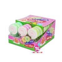 Emballage de bonbons personnalisé halal saveur de fruit doux coton confiserie coloré en forme de rouleau sucette torsadé guimauve