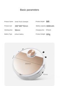 Robot Aspirateur Intelligent Grand Réservoir d'Eau Application Mobile Télécommande Faible Bruit 2000 Pa Grande Aspiration Planification Nettoyage Voiture - Product Image 6