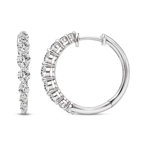 Boucles d'oreilles créoles en diamant de laboratoire taille ronde pour femme, couleur VVS VS EF, en argent sterling 925, or 10KT 14KT 18KT, bague de fiançailles - Product Image 3