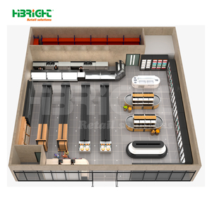 Combo para Supermercado Highbright: Estantes Metálicos Resistentes, Refrigerador Abierto y Mostrador de Caja - Product Image 2