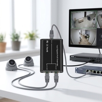 Extender Repeater Gigabit POE 2-Port 1 in 2 Out Standar 10/100/1000Mbps untuk Luar Ruangan 30W, Perpanjang Jangkauan Kamera IP 100 Meter, Switch Jaringan