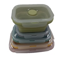 Boîte isotherme de camping d'extérieur très populaire, en silicone alimentaire, rectangulaire, pliable, pour le déjeuner, boîte de conservation hermétique
