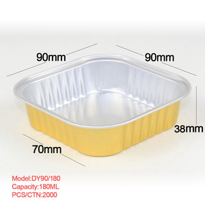 180ml có thể tái chế vàng dùng một lần cấp thực phẩm Takeaway bột giấy vuông đúc PP nhôm lá bánh container với nắp lá - Product Image 2