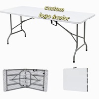 Tables pliantes d'extérieur en plastique Mobilier de restaurant pour événements de jardin Table pliante de haute qualité de 6 pieds/8 pieds pour fête et mariage