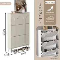 Armoire à chaussures ultra-mince à dessus rabattable Porte noire Meubles d'entrée de style américain pour entrée étroite Couloir Porte-chaussures extérieur