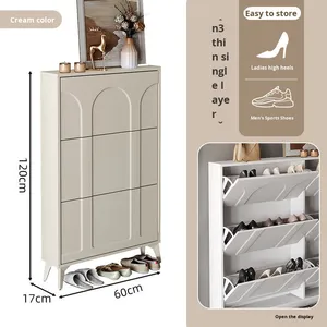 Gabinete Zapatero Abatible Ultrafino con Puerta Negra Mueble <span class=keywords><strong>de</strong></span> Entrada Estilo Americano para Pasillo Estrecho Zapatero Exterior - Product Image 6