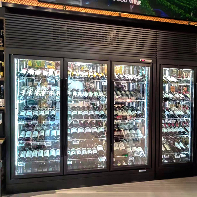 Wine Cooler Glass Door Fridge Wine and Beverage Cooler Stainless Steel Wine Refrigerator Automatic Defrost Anti-Glare Glass Door