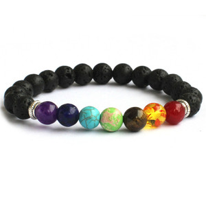 Vente chaude Bracelet Perlé Coloré Perles <span class=keywords><strong>De</strong></span> <span class=keywords><strong>Pierre</strong></span> Naturelle Yoga Volcanique Guérison Énergie <span class=keywords><strong>Pierre</strong></span> <span class=keywords><strong>De</strong></span> <span class=keywords><strong>Lave</strong></span> 7 Chakra Diffuseur Bracelet - Product Image 3