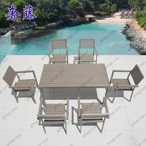 <span class=keywords><strong>Table</strong></span> à manger en plastique et bois de 1.5m pour <span class=keywords><strong>6</strong></span> <span class=keywords><strong>personnes</strong></span>, ensemble <span class=keywords><strong>table</strong></span> et chaises de restaurant et de patio écologique et résistant aux intempéries - Product Image 2