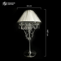 Lampe de table en cristal argenté en gros avec abat-jour blanc, centre de table décoratif pour événements de mariage et fêtes