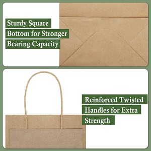 Bolsa de Regalo de Papel Kraft Pequeña con Asa Plana, Bolsa de Papel Artesanal Personalizada con Logotipo, Color Personalizado para Negocios - Product Image 5