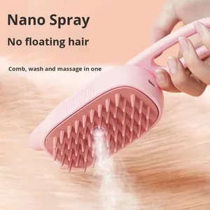人気沸騰中 ペット用スプレーブラシ ワンボタンスプレーブラシ 毛取り 猫と犬の毛の飛散防止 電動ペットグルーミングコーム - Product Image 5