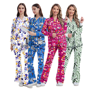 2025 meilleure vente pur coton unisexe Floral noël imprimé médical soins infirmiers gommage haut chemise pour clinique dentiste <span class=keywords><strong>esthéticienne</strong></span> - Product Image 1