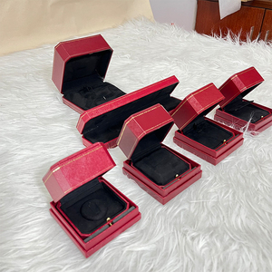 Luxury Red <b>Jewelry</b> Box Gift Case Velvet Lined Ring Box Necklace Box Custom <b>Packaging</b> for <b>Jewelry</b> Display - Product Image 3