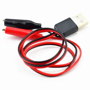 USB Type A To Alligator Test Clips Clamp Power Supply Adapter Cable 60Cm