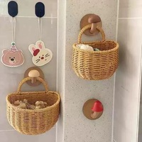 Panier suspendu tissé en PC avec poignée arquée, panier rond style rotin pour le rangement des fruits et des noix, décoration de cuisine et de balcon, vente en gros