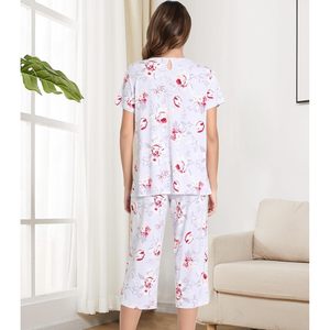 Conjunto de Pijama de Viscosa de Bambú para Mujer al por Mayor, Top de Manga Corta y Pantalones Capri, Ropa de Dormir Suave e Informal para Mujer - Product Image 2