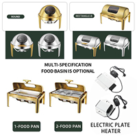Ensemble de chauffe-plats pour buffet, usage commercial et domestique, en acier inoxydable, chauffage au gaz, facile à nettoyer, équipement de restauration
