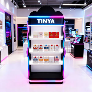 رف عرض مضاء بتقنية LED من ماركة TINYA لمنتجات التبغ، رفوف متاجر حديثة من الأكريليك مع أضواء نيون RGB - Product Image 1