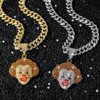 Chaîne cubaine en alliage de zinc avec pendentif clown collier joker charme collier hiphop rappeur bijoux