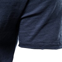 T-shirt décontracté pour homme, coupe ajustée, bleu marine uni, en coton, col rond, manches courtes, streetwear, respirant, tricoté, longueur standard