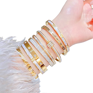 Bracelet Doré pour Femme, Bijou en Titane Plaqué Or 18K, Étanche, Antirouille et Inaltérable, <span class=keywords><strong>Bijoux</strong></span> de Couple Homme et Femme - Product Image 3