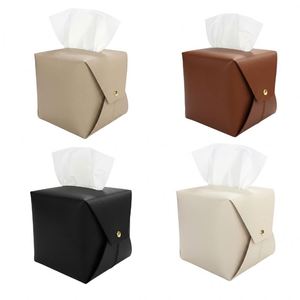 Boîte à mouchoirs en cuir PU, organiseur de mouchoirs, porte-serviettes durable, cadeau idéal pour la décoration de la maison - Product Image 1