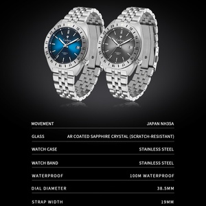 CADISEN Watch Man Diver <b>Automatic</b> Mechanical <b>Wristwatches</b> NH35 Luminous Stainless Steel AR Coating Sapphire Crystal Waterproof - Product Image 2