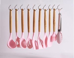 El más nuevo juego de utensilios de cocina de silicona de 19 Uds. Con mango de madera, herramientas de cocina, tabla de cortar, Cubo de almacenamiento, juego de utensilios de cocina - Product Image 4