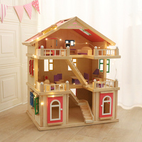 COMMIKI Simulation en bois massif en bois Villa à trois étages Simulation d'enfants chaque maison princesse maison de poupée ensemble jouets