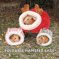 Lit pour hamster pliable et détachable, écologique, 1,5 kg, cachette en peluche pour petits animaux, cage ronde, jouet d'intérieur et d'extérieur