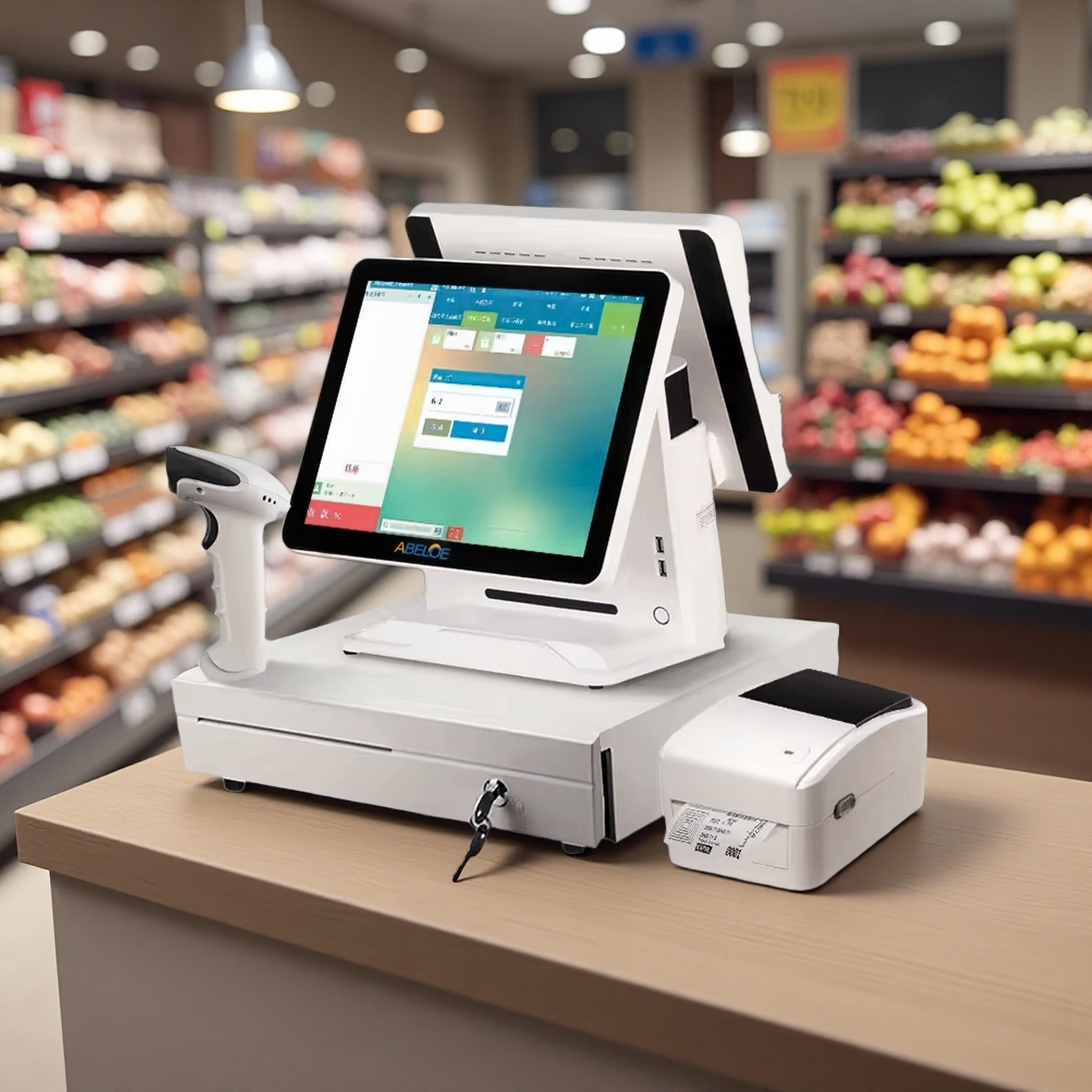 15 дюймов POS-терминал для ресторана, заказывая Android сенсорный экран POS все в одном с двойным дисплеем