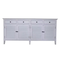Buffet contemporain moderne en bois massif blanc, meuble de salon grande capacité, rangement pour salle à manger d'hôtel