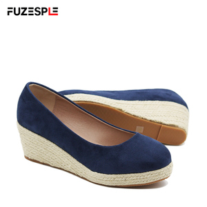 Новые осенние женские эспадрильи на танкетке 6 см с мягкой подошвой, удобные, на толстой подошве, с верхом из замши в клетку, модные, больших размеров - Product Image 3