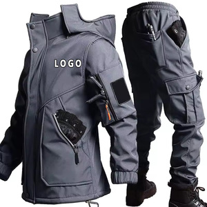 Conjunto de Chaqueta para Hombre de Invierno, Clásico, con Bolsillos Cargo, 2 Piezas, Cálido, Duradero, Cómodo, Elegante, Confiable, Premium, Talla Grande - Product Image 1