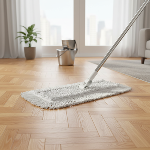 Gizmop 40 cm Dust Mop Microfibre Fabric Antibacterial Durable Reusable Sustainable Self-Wringer Stainless Steel Pole Parquet - Product Image 3