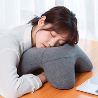 Oreiller multifonctionnel confortable pour la sieste au bureau, oreiller en U pour le cou, coussin de dossier et repose-tête et bras