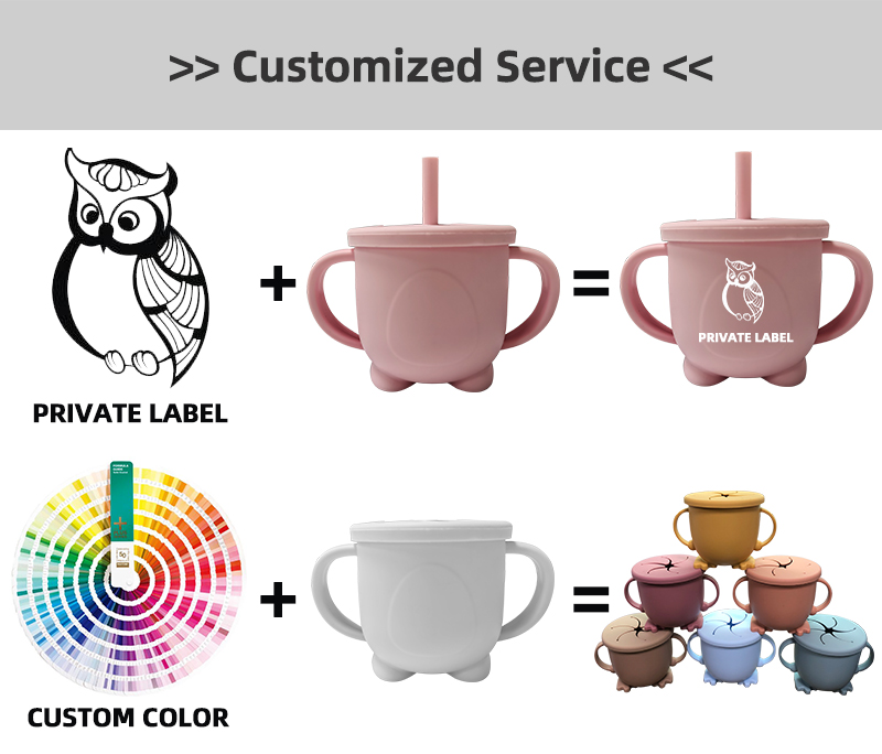 Cốc silicon chống trượt không trượt cho bé có ống hút để cho ăn 7