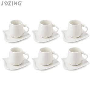Juego de Tazas y Platos de Cerámica Blanca para Espresso, 12 Piezas para 6 Personas, Tazas de Café de Porcelana Minimalistas con Caja de Regalo Dorada, 3oz - Product Image 4
