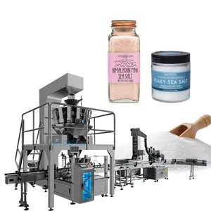 Automatic Production Line Salt Sugar Jar Multihead Weighing Filling Machine Sea Salt Bottle Filling Packing Line